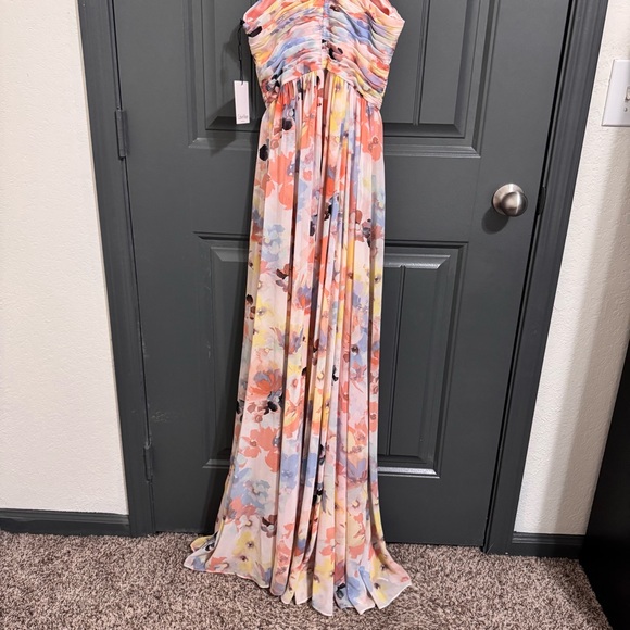 NWT Calvin Klein Elegant Pink Floral Halter Maxi Dress - Picture 11 of 16